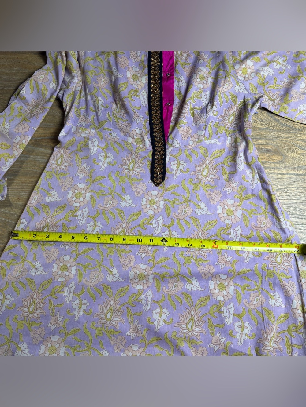Lavender & Pink Floral Long Sleeve Silk Blend Tiered Maxi Dress *flaws* - Picture 5 of 11